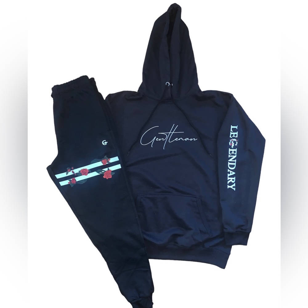 Black Rose Vine Sweatsuit - Gentleman Apparels